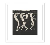 Artery8 Klooster Dancing Papuas Pacific Islanders 8X8 Inch Square Wooden Framed Wall Art Print Picture with Mount in White Artery8 White