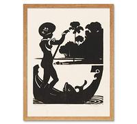 Artery8 Klooster Papua Girl Boat Fish Beach Bw Art Print Framed Poster Wall Decor 12x16 inch