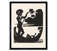 Artery8 Klooster Papua Girl Boat Fish Beach Bw Art Print Framed Poster Wall Decor 12x16 inch