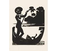 Artery8 Klooster Papua Girl Boat Fish Beach Bw Large Wall Art Poster Print Thick Paper 18X24 Inch