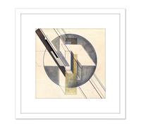 Artery8 Klucis Construction Constructivist Painting 8X8 Inch Square Wooden Framed Wall Art Print Picture with Mount in White Artery8 White