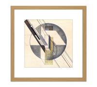 Artery8 Klucis Construction Constructivist Painting 8X8 Inch Square Wooden Framed Wall Art Print Picture with Mount in Light Oak Artery8 Light Oak