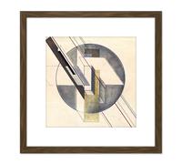 Artery8 Klucis Construction Constructivist Painting 8X8 Inch Square Wooden Framed Wall Art Print Picture with Mount in Brown Artery8 Brown