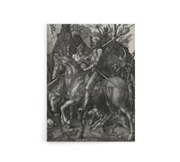 Artery8 Knight Death & the Devil Albrecht Durer Canvas Wall Art Print in Grey | Size: W12" x H16" Artery8 Grey W12" x H16"