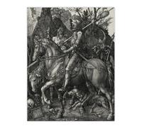 Artery8 Knight Death & the Devil Albrecht Durer Wall Art Poster Print in Grey | Size: W18" x H24" Artery8 Grey W18" x H24"