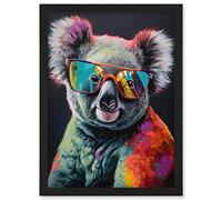Artery8 Koala Bear with Sunglasses Modern Multicoloured Artwork Framed A3 Wall Art Print