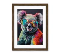 Artery8 Koala Bear with Sunglasses Modern Multicoloured Artwork Framed Wall Art Print 18X24 Inch
