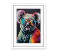 Artery8 Koala Bear with Sunglasses Modern Multicoloured Artwork Framed Wall Art Print 18X24 Inch