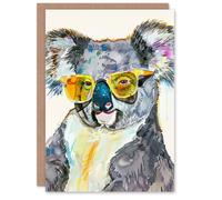 Artery8 Koala Bear With Sunglasses Watercolour Animal Blank For Him Or Her Art Birthday Card