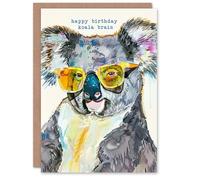 Artery8 Koala Brain Animal With Sunglasses Funny Cheeky Birthday Card in Grey Artery8 Grey