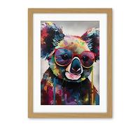 Artery8 Koala With Purple Sunglasses Modern Multicoloured Artwork Framed Wall Art Print 18X24 Inch