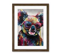 Artery8 Koala With Purple Sunglasses Modern Multicoloured Artwork Framed Wall Art Print 18X24 Inch