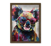 Artery8 Koala With Purple Sunglasses Modern Multicoloured Artwork Framed Wall Art Print 18X24 Inch