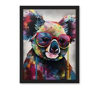 Artery8 Koala With Purple Sunglasses Modern Multicoloured Artwork Framed Wall Art Print 18X24 Inch