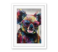 Artery8 Koala With Purple Sunglasses Modern Multicoloured Artwork Framed Wall Art Print 18X24 Inch