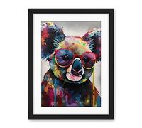 Artery8 Koala With Purple Sunglasses Modern Multicoloured Artwork Framed Wall Art Print 18X24 Inch