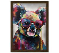 Koala With Purple Sunglasses Modern Multicoloured Artwork Framed Wall Art Print A4 Artery8 Brown One Size
