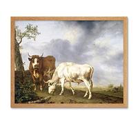 Artery8 Kobell Oxen In The Meadow Animal Painting Art Print Framed Poster Wall Decor 12x16 inch