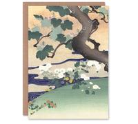 Artery8 Kogyo Tsukioka Japanese Art Card Tree And Chrysanthemums