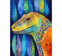 Artery8 Komodo Dragon Vibrant Folk Art Watercolour Painting Unframed Wall Art Print Poster Home Decor Premium