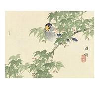 Artery8 Kono Bairei Japanese Flowers and Birds Premium Wall Art Canvas Print 18X24 Inch