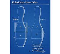 Artery8 Kraft Bowling Pin 1938 Game Design Patent Plan Art Print Canvas Premium Wall Decor Poster Mural