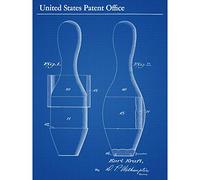 Artery8 Kraft Bowling Pin 1938 Game Design Patent Plan Large Wall Art Poster Print Thick Paper 18X24 Inch