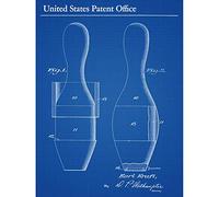 Artery8 Kraft Bowling Pin 1938 Game Design Patent Plan Unframed Wall Art Print Poster Home Decor Premium