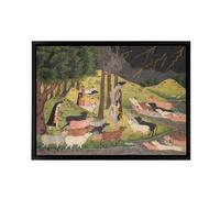 Artery8 Krishna Summoning Cows 18th Century India Framed Canvas Wall Art Print | Size: W18" x H24" Artery8 Multicolor W18" x H24"