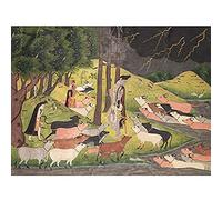 Artery8 Krishna Summoning Cows India 18th Century Art Print Canvas Premium Wall Decor Poster Mural