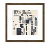 Artery8 Kurt Schwitters Composite Dada 8X8 Inch Square Wooden Framed Wall Art Print Picture with Mount in Brown Artery8 Brown