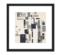 Artery8 Kurt Schwitters Composite Dada 8X8 Inch Square Wooden Framed Wall Art Print Picture with Mount in Black Artery8 Black