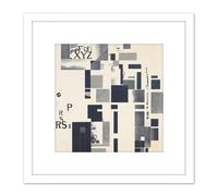 Artery8 Kurt Schwitters Composite Dada 8X8 Inch Square Wooden Framed Wall Art Print Picture with Mount in White Artery8 White