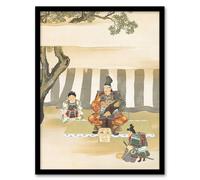 Artery8 Kusunoki Masashige Before Battle Vintage Framed Wall Art Print Sekka in Green | Size: A4 Artery8 Green A4