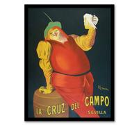 Artery8 La Cruz del Campo Beer Advert Vintage Framed Wall Art Print Cappiello in Red | Size: W12" x H16" Artery8 Red W12" x H16"