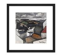 Artery8 La Fresnaye Roger De The Hills Beyond Meulan 8X8 Inch Square Wooden Framed Wall Art Print Picture with Mount in Black Artery8 Black