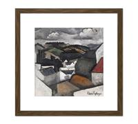 Artery8 La Fresnaye Roger De The Hills Beyond Meulan 8X8 Inch Square Wooden Framed Wall Art Print Picture with Mount in Brown Artery8 Brown