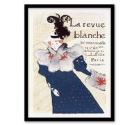 Artery8 La Revue Blanche Advert Vintage Framed Wall Art Print Toulouse Lautrec in Blue | Size: W12" x H16" Artery8 Blue W12" x H16"