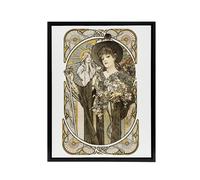 Artery8 La Tosca Theatre Play Vintage Advert Framed Canvas Wall Art Print Mucha in White | Size: W12" x H16" Artery8 White W12" x H16"