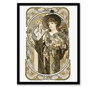 Artery8 La Tosca Theatre Play Vintage French Advert Framed Wall Art Print Mucha in White | Size: A4 Artery8 White A4