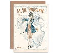 Artery8 La Vie Parisienne April 1918 Girl Mask Magazine Cover Sealed Greeting Card Plus Envelope Blank inside