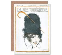 Artery8 La Vie Parisienne Big Hat Feather Pin Magazine Cover Sealed Greeting Card Plus Envelope Blank inside