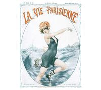 Artery8 La Vie Parisienne Crab Bite Swimming Magazine Cover Premium Wall Art Canvas Print 18X24 Inch