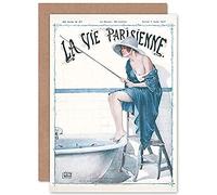 Artery8 La Vie Parisienne Fishing in Bath Magazine Cover Sealed Greeting Card Plus Envelope Blank inside