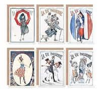 Artery8 La Vie Parisienne French Woman Army War US Victory Greeting Cards With Envelopes Pack of 6