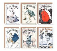 Artery8 La Vie Parisienne French Woman Bee Cupid Love Clown Greeting Cards With Envelopes Pack of 6