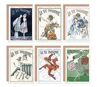 Artery8 La Vie Parisienne French Woman Carnival Jester Clown Greeting Cards With Envelopes Pack of 6