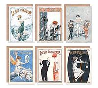 Artery8 La Vie Parisienne French Woman Dream Love Swimming Greeting Cards With Envelopes Pack of 6