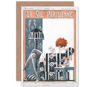 Artery8 La Vie Parisienne My Love Red Head Magazine Cover Greetings Card Artery8 Multicolor