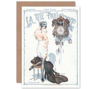 Artery8 La Vie Parisienne New Year Cuckoo Clock Magazine Cover Greetings Card Artery8 Multicolor